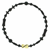 Luis Morais 14K Yellow Gold Black Diamond Short Drill Bit and Agate Bead Bracelet