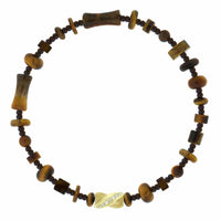 Luis Morais 14K Yellow Gold Diamond Short Drill Bit and Tiger's Eye Bead Bracelet