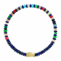 Luis Morais 14K Yellow Gold Short Drill Bit, Lapis, and Mixed Gemstone Bead Bracelet