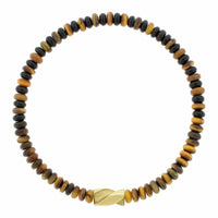 Luis Morais 14K Yellow Gold Short Drill Bit, Tiger's Eye, and Onyx Bead Bracelet