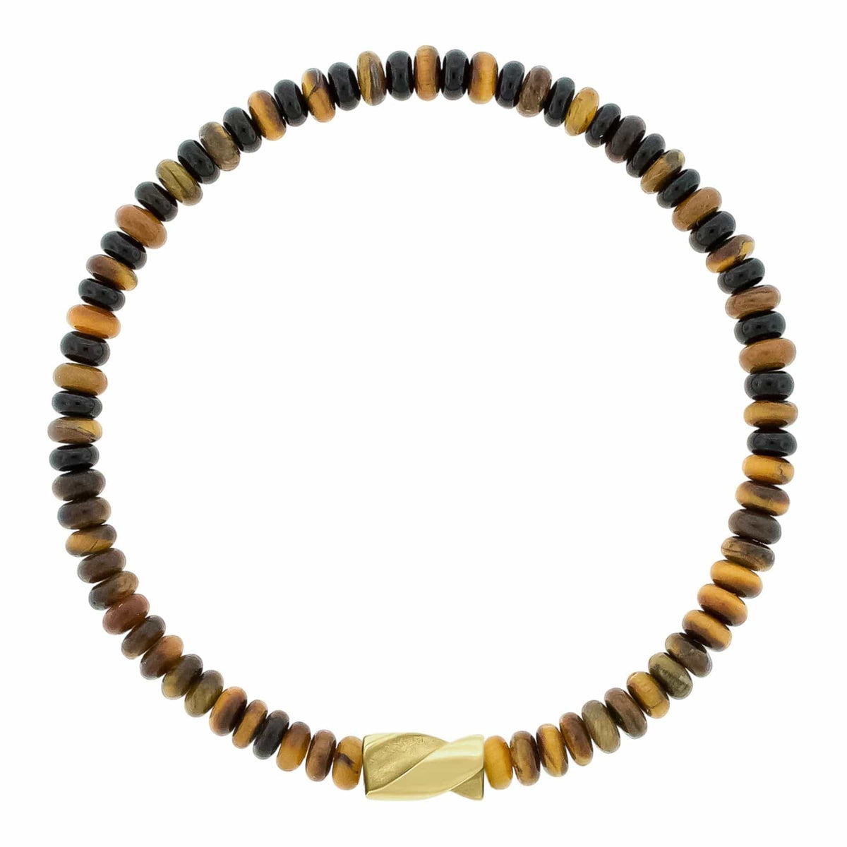 Luis Morais 14K Yellow Gold Short Drill Bit, Tiger's Eye, and Onyx Bead Bracelet