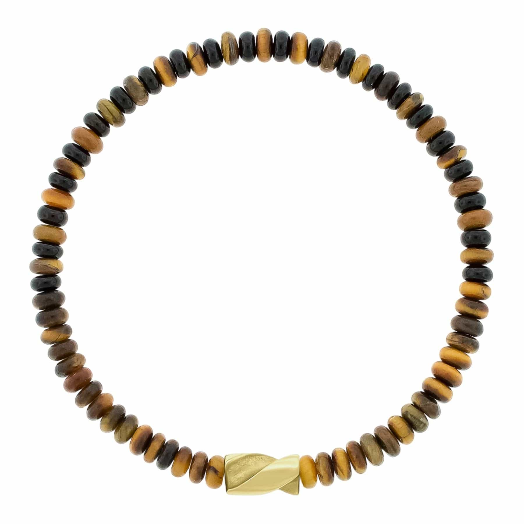 Luis Morais 14K Yellow Gold Short Drill Bit, Tiger's Eye, and Onyx Bead Bracelet