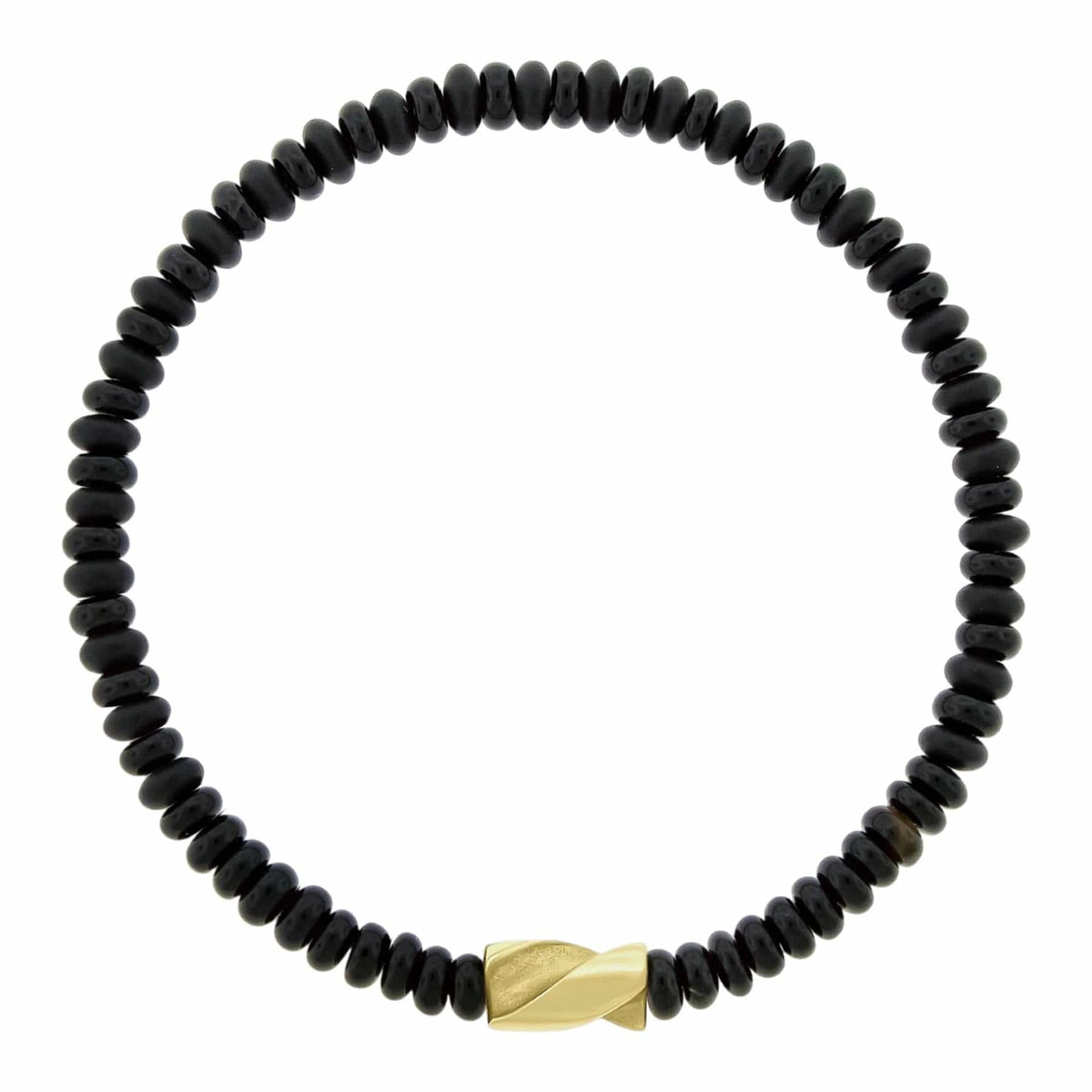 Luis Morais 14K Yellow Gold Short Drill Bit and Onyx Bead Bracelet
