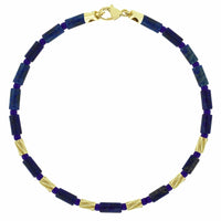 Luis Morais 14K Yellow Gold Six Mini Drill Bit and Lapis Bead Bracelet