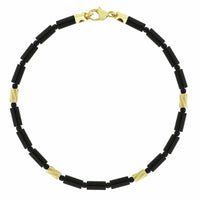 Luis Morais 14K Yellow Gold Four Mini Drill Bit and Black Agate Bead Bracelet