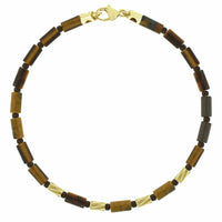 Luis Morais 14K Yellow Gold Four Mini Drill Bit and Tiger Eye Bead Bracelet