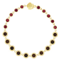 Luis Morais 14K Yellow Gold Round Ruby and Mahogany Obsidian Bracelet