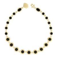 Luis Morais 14K Yellow Gold Round Black Diamond and Onyx Bracelet