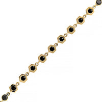 Luis Morais 14K Yellow Gold Black Diamond and Oval Onyx Bracelet