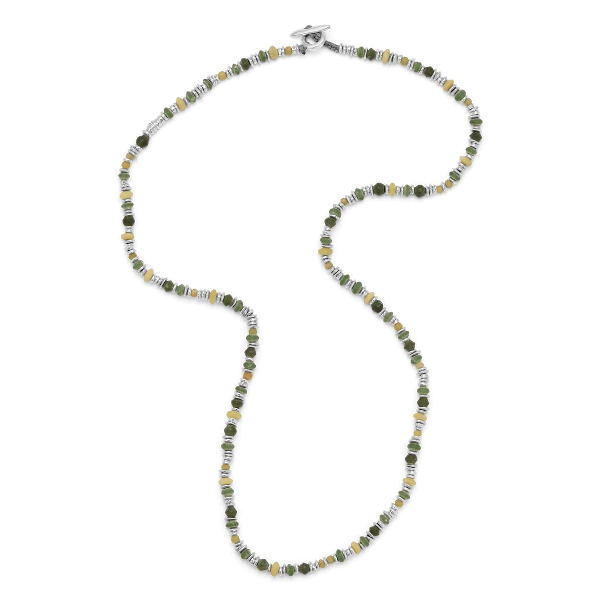 Maor Sterling Silver Green Jade Pilla Necklace