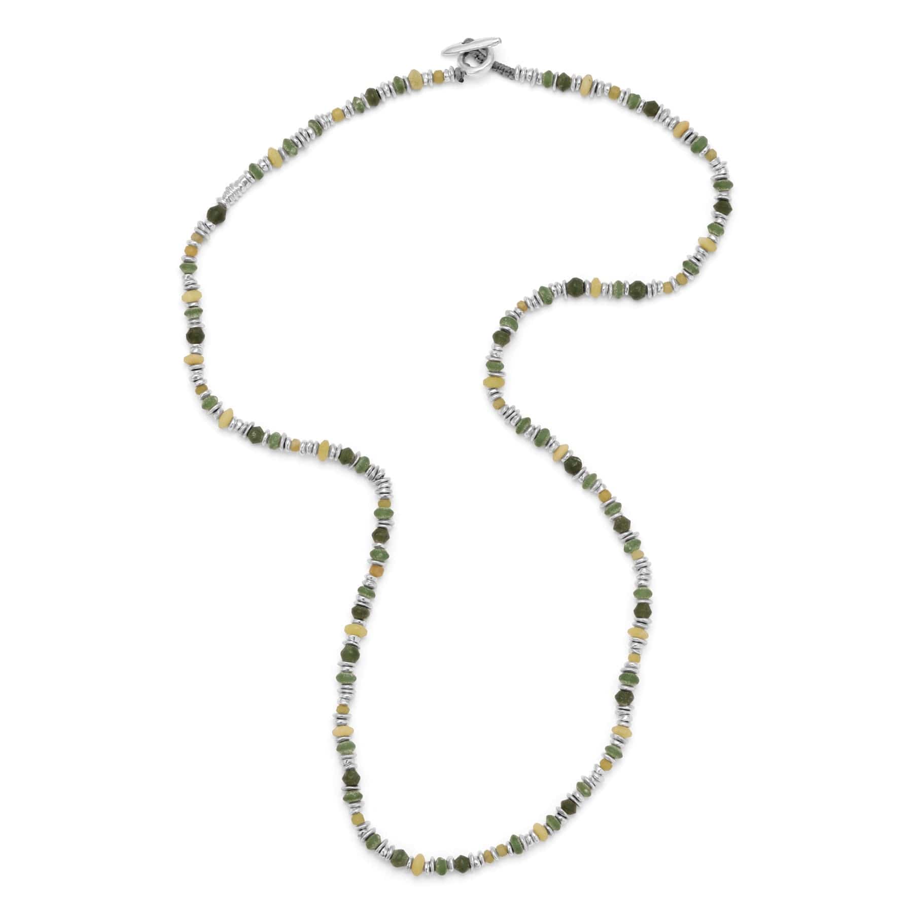 Maor Sterling Silver Green Jade Pilla Necklace