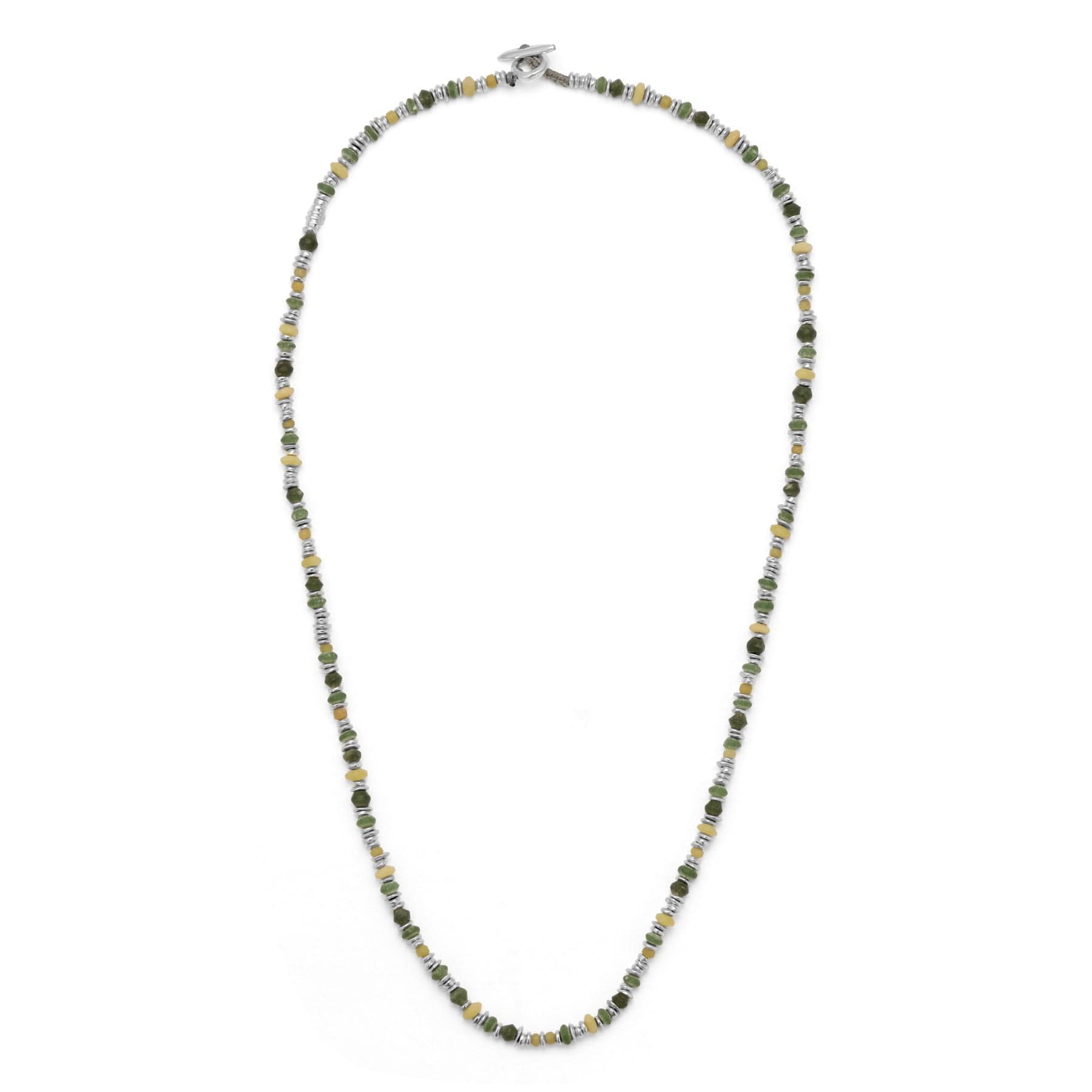 Maor Sterling Silver Green Jade Pilla Necklace