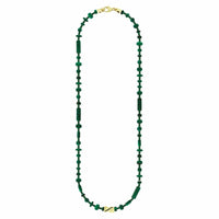 Luis Morais 14K Yellow Gold Drill Bit, Black Diamond, and Malachite Bead Necklace