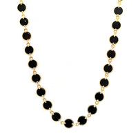 Luis Morais 14K Yellow Gold Bezel Set Onyx Link Necklace