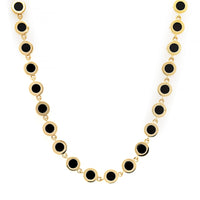 Luis Morais 14K Yellow Gold Bezel Set Onyx Link Necklace