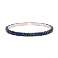 Zydo 18K White Gold Round Blue Sapphire Stretch Bracelet