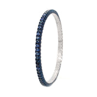 Zydo 18K White Gold Round Blue Sapphire Stretch Bracelet