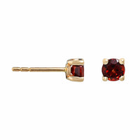 14K Yellow Gold Round Garnet Stud Earrings