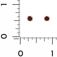 14K Yellow Gold Round Garnet Stud Earrings