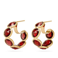 Marco Bicego Jaipur 18K Yellow Gold Garnet Hoop Earrings