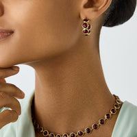 Marco Bicego Jaipur 18K Yellow Gold Garnet Hoop Earrings