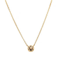14K Yellow Gold Garnet and Diamond Halo Pendant Necklace
