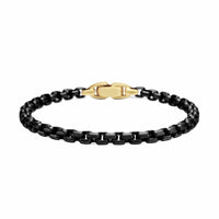 Box Chain Bracelet In Stainless Steel And 14K Yellow Gold