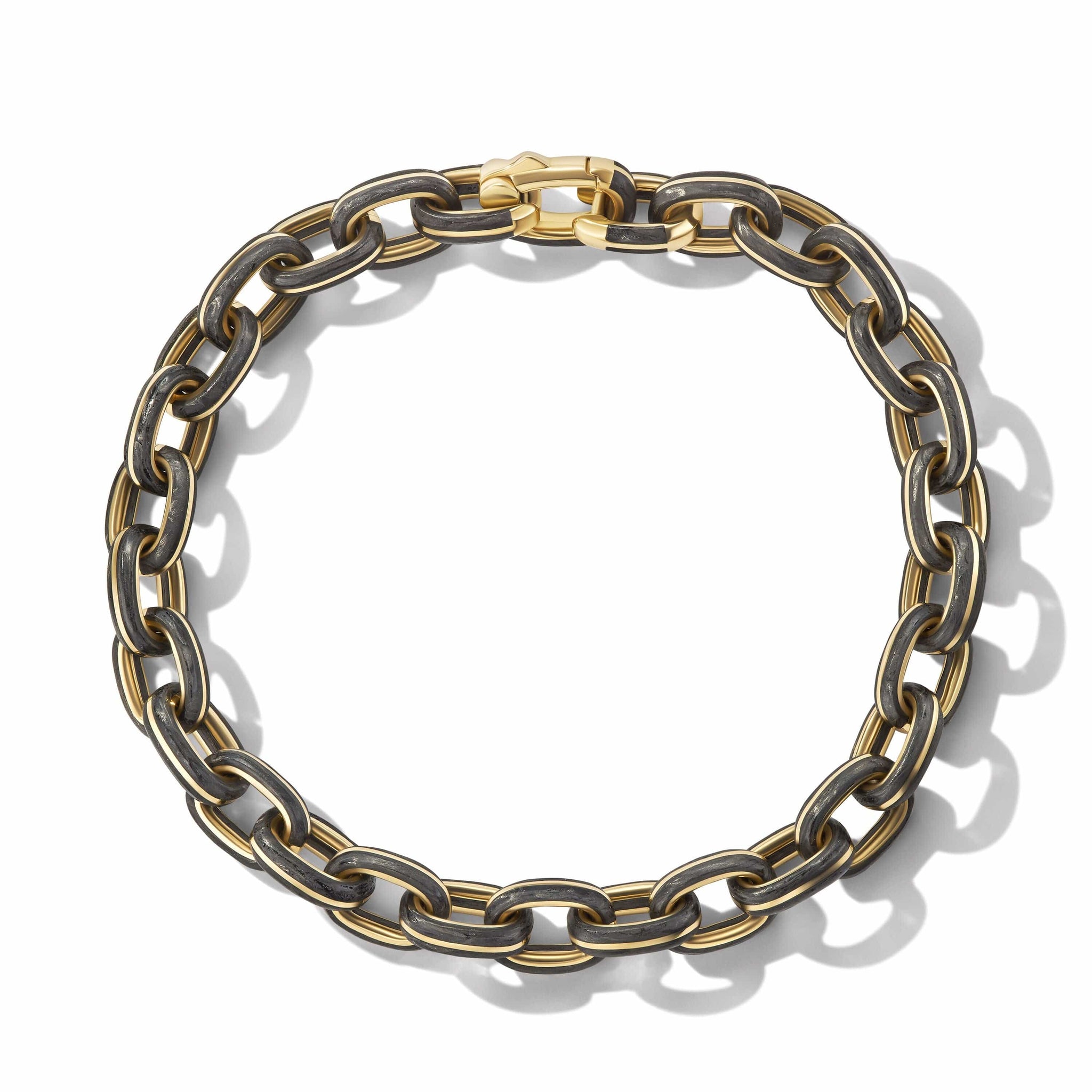 Forged Carbon Link Bracelet in 18K Yellow Gold