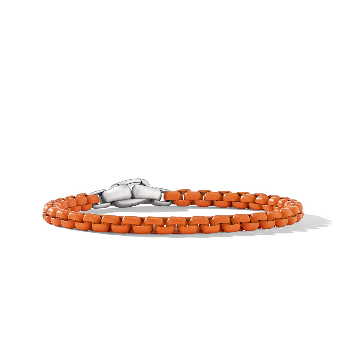 Box Chain Bracelet in Sterling Silver with Orange Stainless Steel