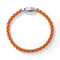 Box Chain Bracelet in Sterling Silver with Orange Stainless Steel
