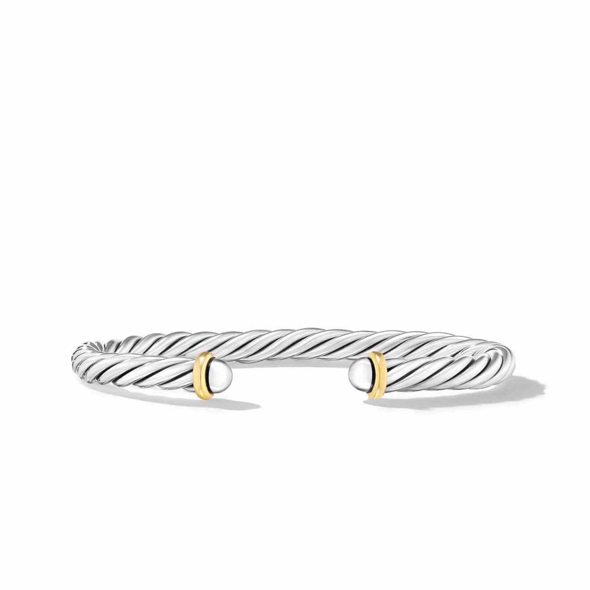 Cable Cuff Bracelet in Sterling Silver with 14K Yellow Gold, 6mm