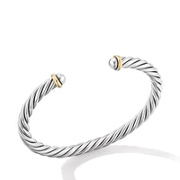 Cable Cuff Bracelet in Sterling Silver with 14K Yellow Gold, 6mm