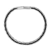 Chevron Woven Bracelet Sterling Silver with Black Diamonds and Black Nylon, 12mm