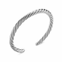 Cable Cuff Bracelet Sterling Silver, 6mm