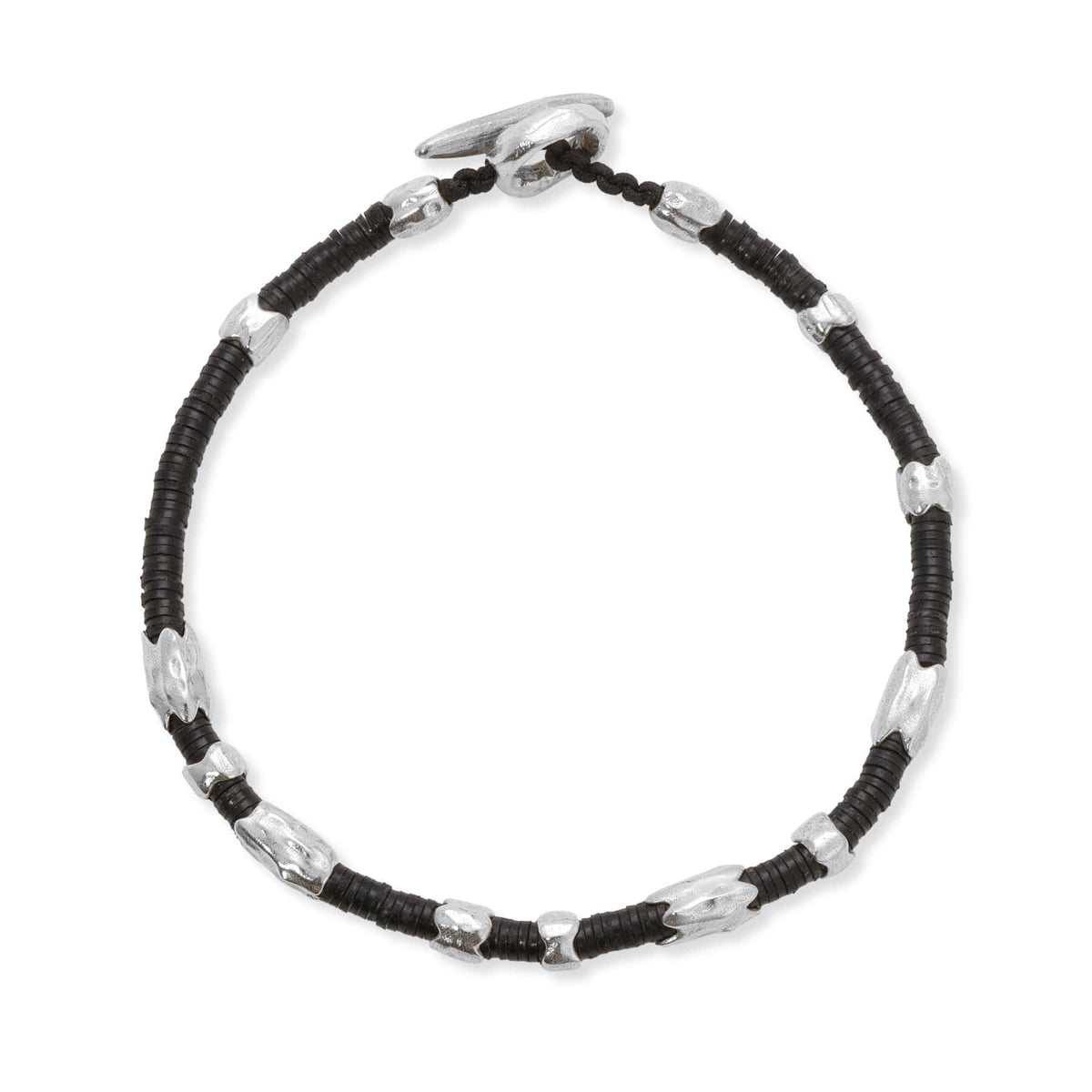 Maor Sterling Silver Black African Bead Dryp Bracelet
