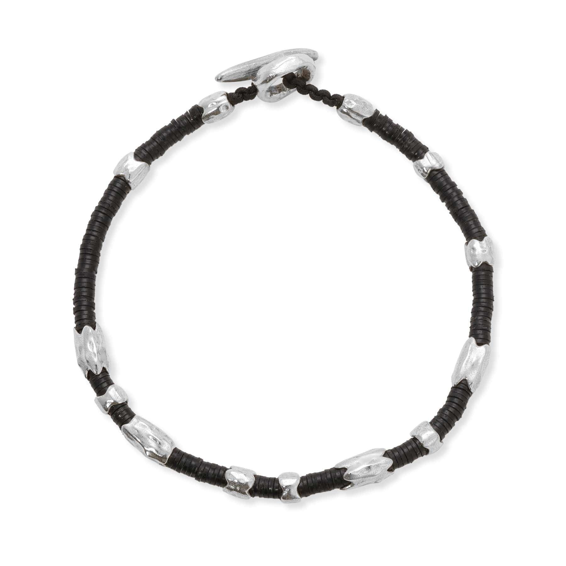 Maor Sterling Silver Black African Bead Dryp Bracelet