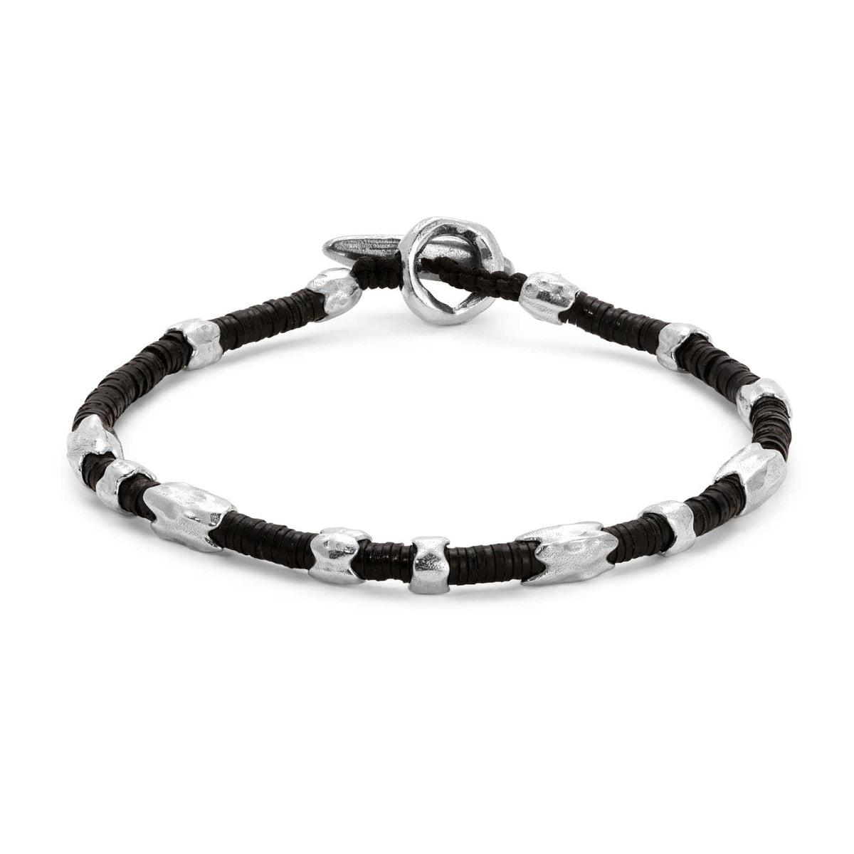 Maor Sterling Silver Black African Bead Dryp Bracelet