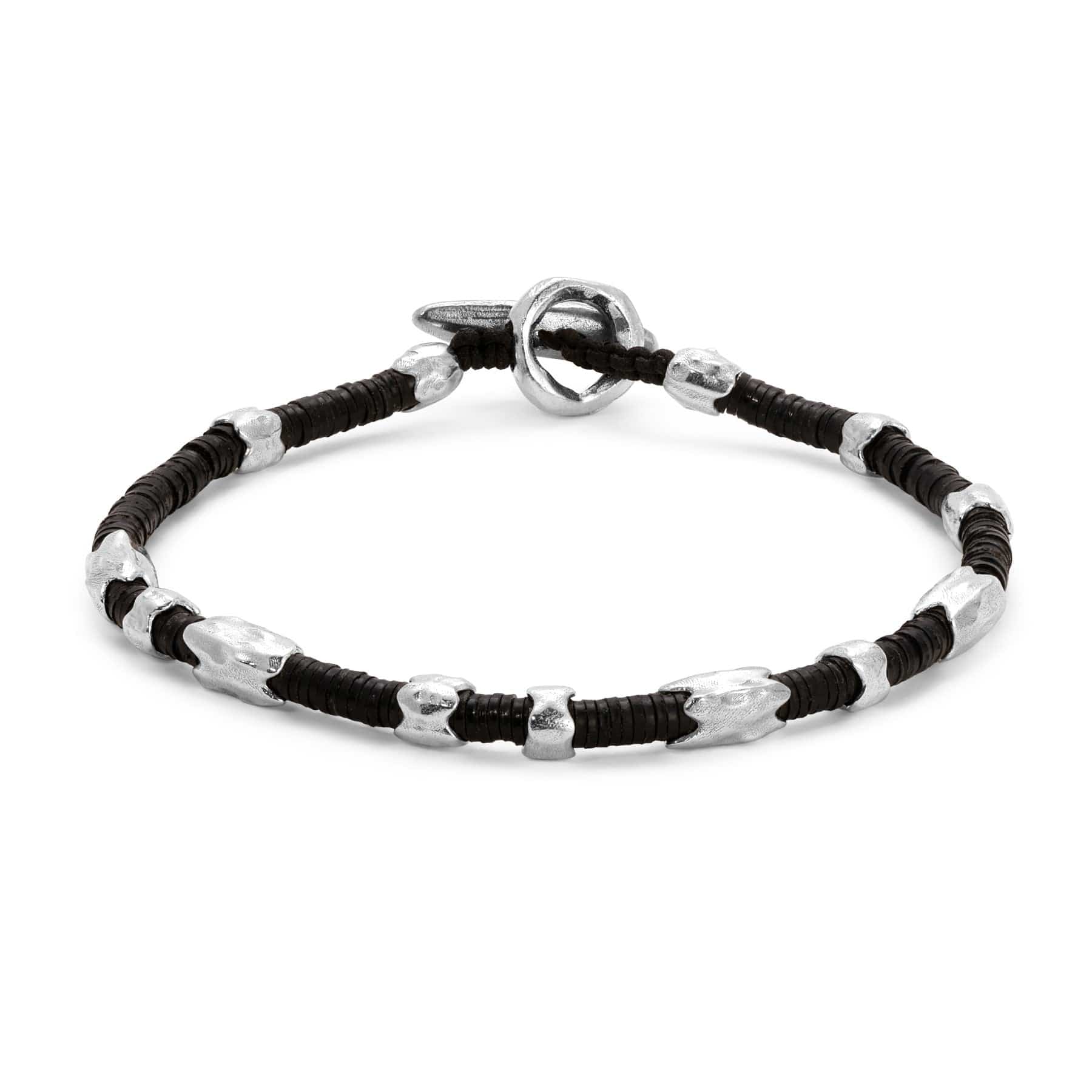 Maor Sterling Silver Black African Bead Dryp Bracelet
