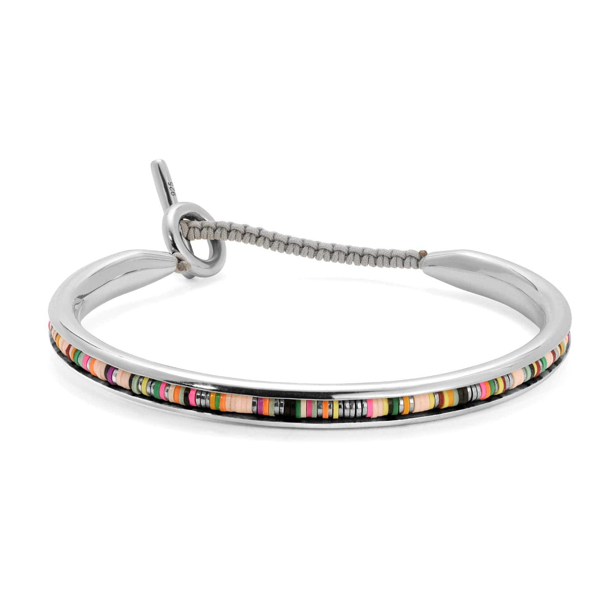 Maor Sterling Silver Pink African Tunal Round Cuff Bracelet