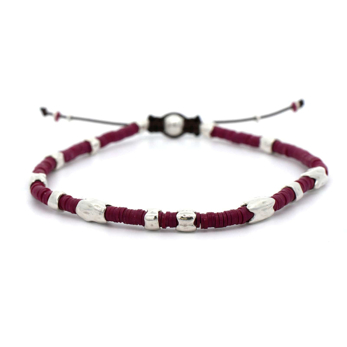 Maor Sterling Silver Wine African Bead Dryp Bracelet