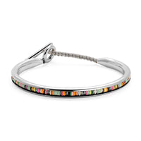 Maor Sterling Silver Green African Tunal Round Cuff Bracelet