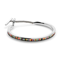 Maor Sterling Silver Green African Tunal Round Cuff Bracelet