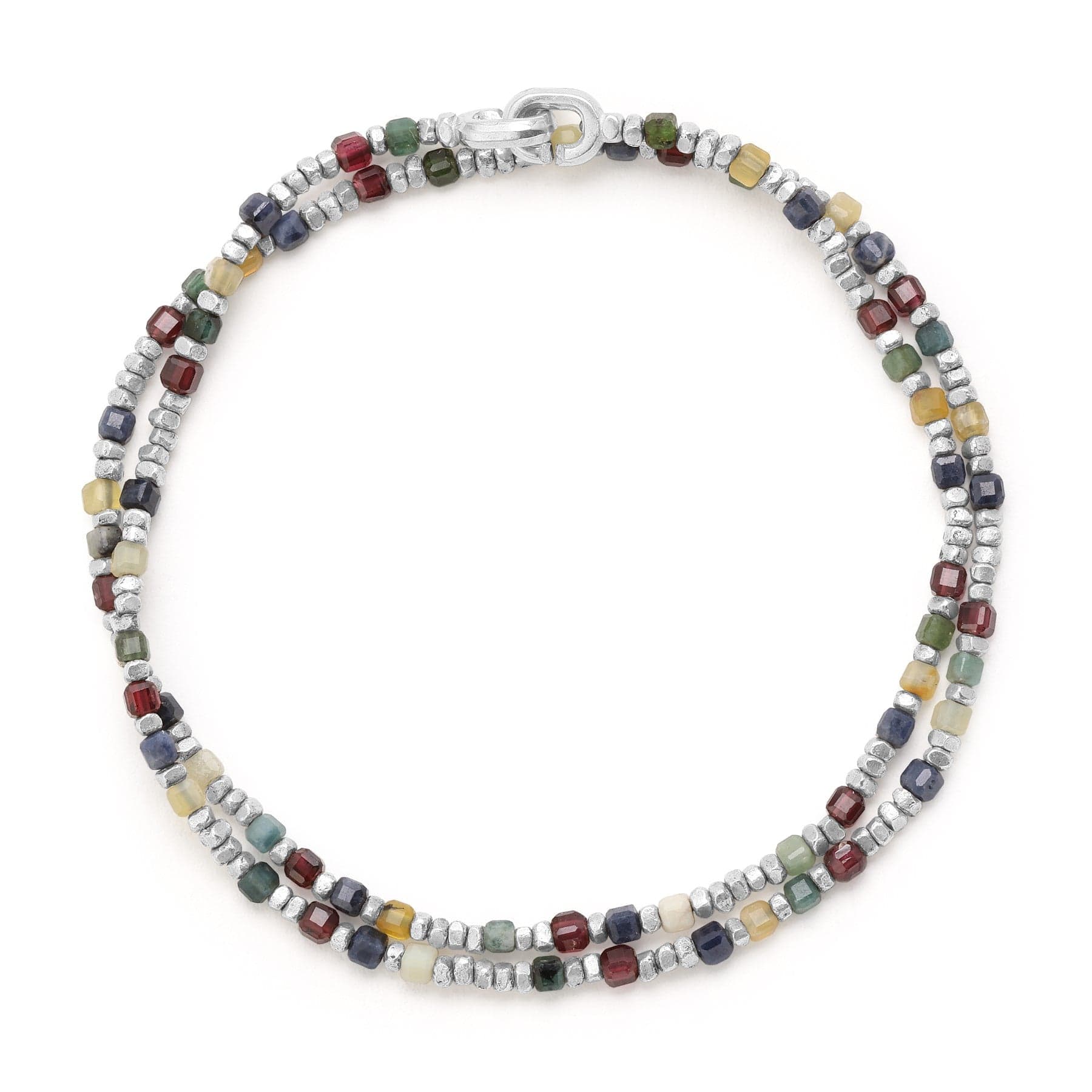Maor Sterling Silver Multi Gemstone Percep Wrap Bracelet or Necklace