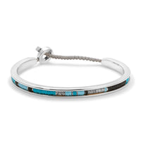 Maor Sterling Silver Blue African Beaded Oblong Square Cuff Bracelet