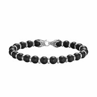 Spiritual Beads Bracelet Sterling Silver with Black Onyx, 8mm