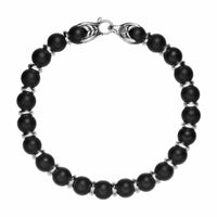 Spiritual Beads Bracelet Sterling Silver with Black Onyx, 8mm
