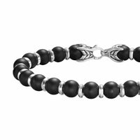 Spiritual Beads Bracelet Sterling Silver with Black Onyx, 8mm
