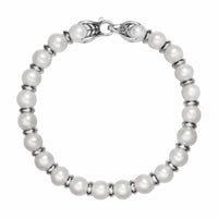 Spiritual Beads Bracelet Sterling Silver with Pearls, 8mm