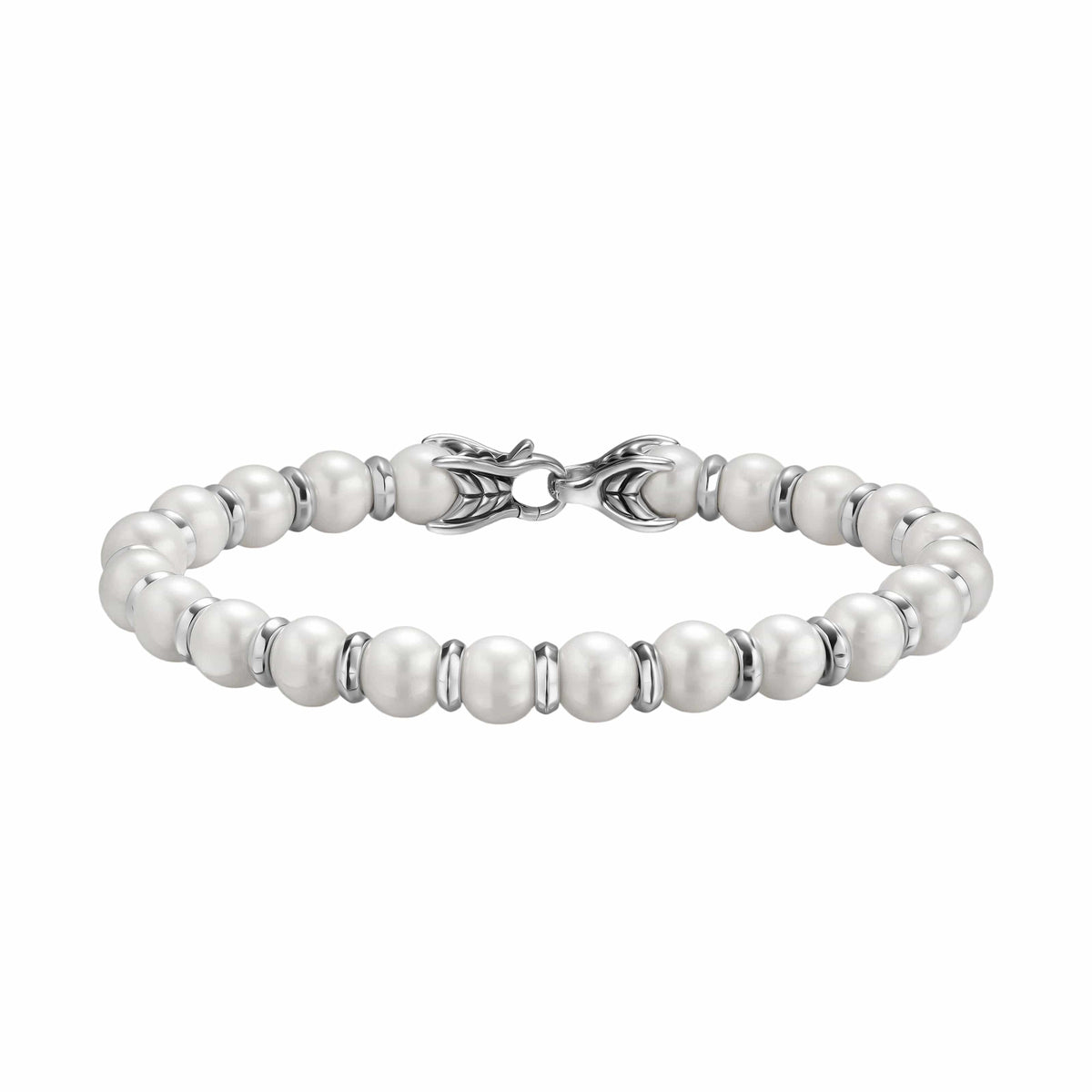 Spiritual Beads Bracelet Sterling Silver with Pearls, 8mm – Long