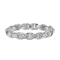 Sculpted Cable Link Bracelet Sterling Silver, 12mm